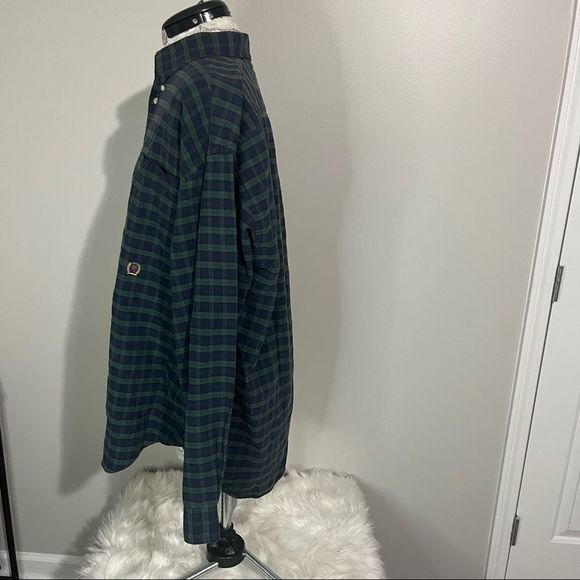 XL Tommy Hilfiger plaid green blue button up shirt long sleeve Mens - Picture 5 of 5